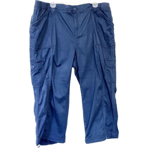 Style & Co Women's Plus Bungee Mid Rise Comfort Waist Capri 20W Blue - Picture 3 of 12